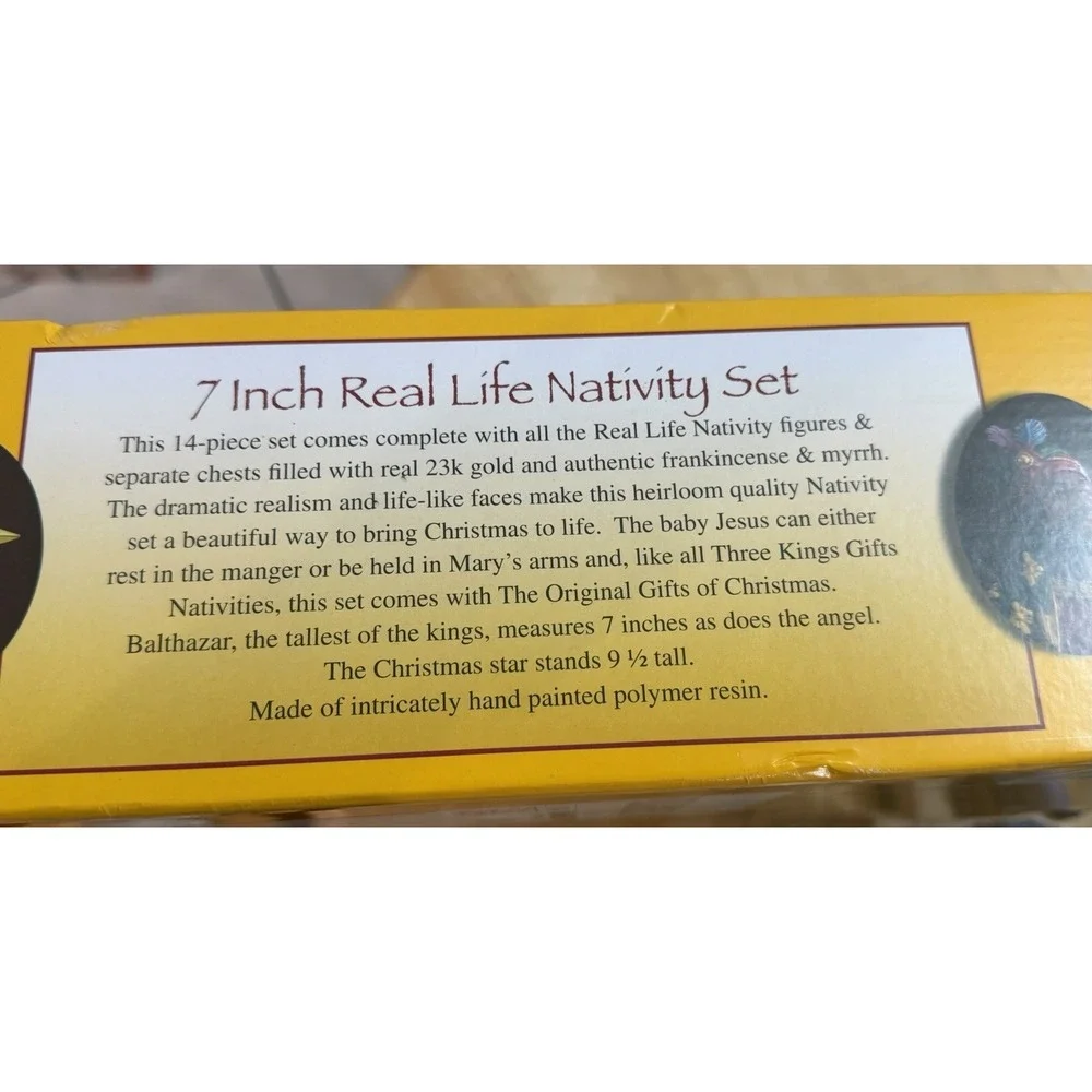 Real Life Christmas Nativity Scene 14 Pc Three‎ Kings Gifts 7 Inch Figures w/box